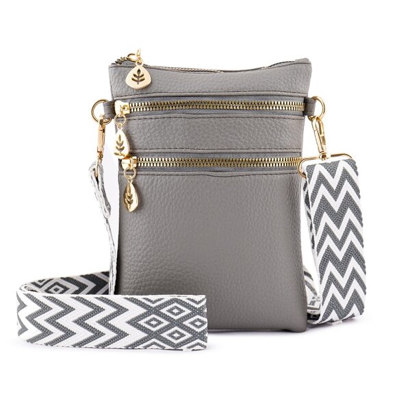 Artizanni Womens Crossbody Vegan Clutch Purse Satchel with Guitar Strap (Grey) - Picture 6 of 12